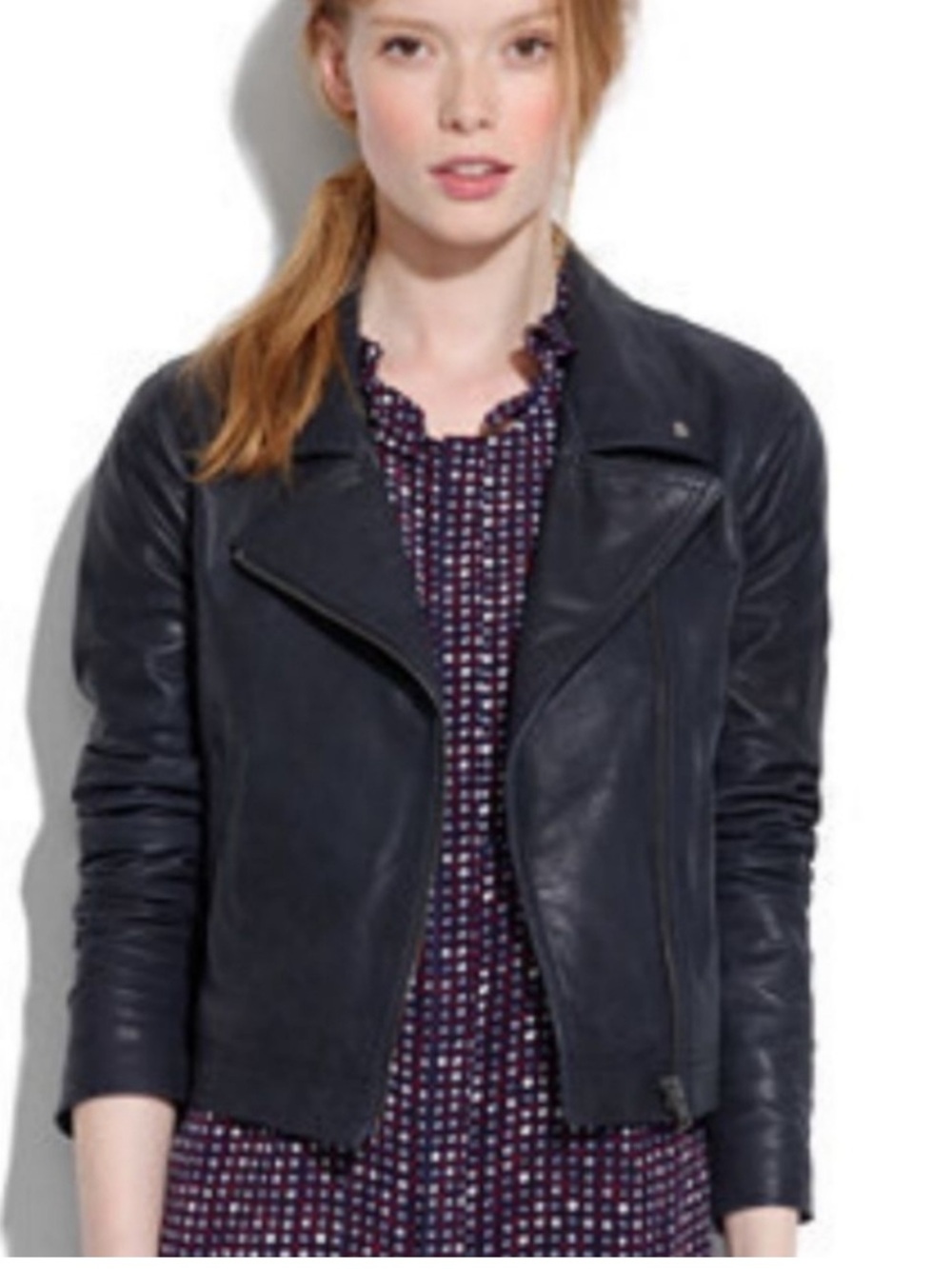 Madewell × Veda midnight black blue moto jacket size S